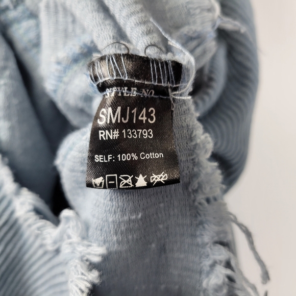 12th Tribe Cropped Corduroy Button Jacket Raw Hem Womens Small S Blue Trucker - Picture 7 of 10